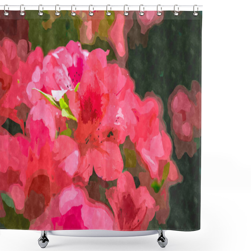 Personality  Watercolor Flower Painting Illustration.Exotic Flowers Blooming In Botanical Garden In Spring Season.Beautiful Floral Wallpaper Painted With Water Color On Canvas For Poster And Postcard Design Shower Curtains