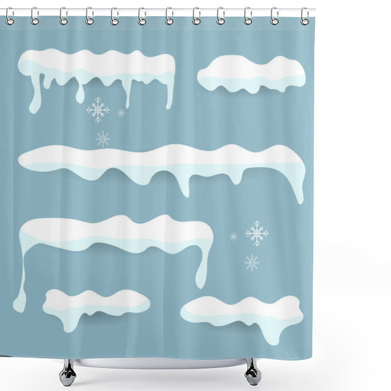 Personality  Set Of Snows Cap Vector Collection Set In Winter Seasons Isolated On White Background , Vector Illustration Shower Curtains