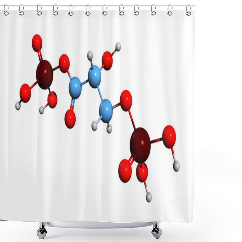 Personality  3D Image Of 1,3-diphosphoglycerate Skeletal Formula - Molecular Chemical Structure Of BPG Isolated On White Background Shower Curtains