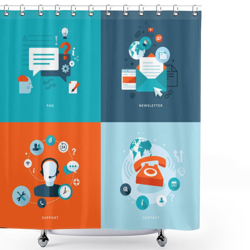 Personality  Set Of Flat Design Concept Icons For Web And Mobile Phone Services And Apps Shower Curtains