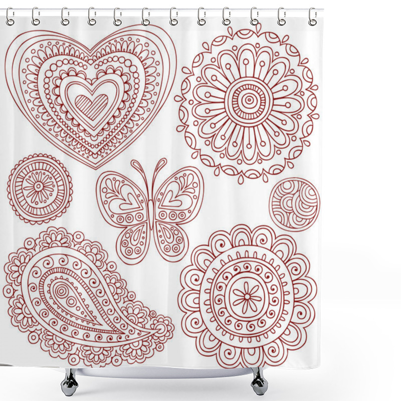 Personality  Henna Mehndi Paisley Doodle Vector Design Elements Shower Curtains