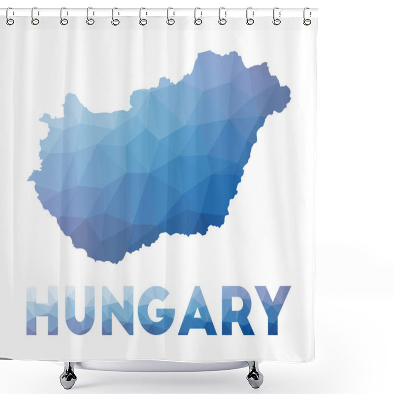 Personality  Low Poly Map Of Hungary Geometric Illustration Of The Country Hungary Polygonal Map Technology Shower Curtains