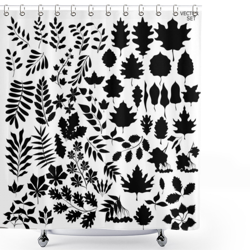 Personality    A Set Of Plants For The Autumn Theme. Silhouettes Of Plants And Foliage. Shower Curtains