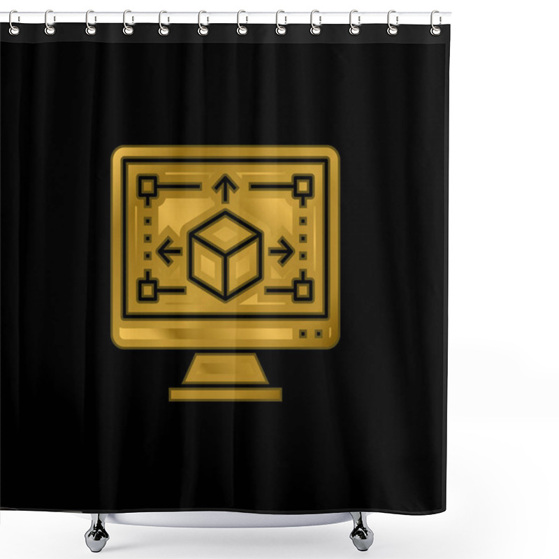 Personality  3d Modeling Gold Plated Metalic Icon Or Logo Vector Shower Curtains