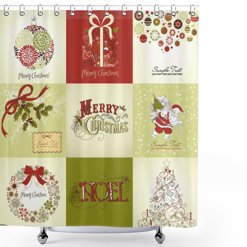 Personality  Christmas Cards Shower Curtains