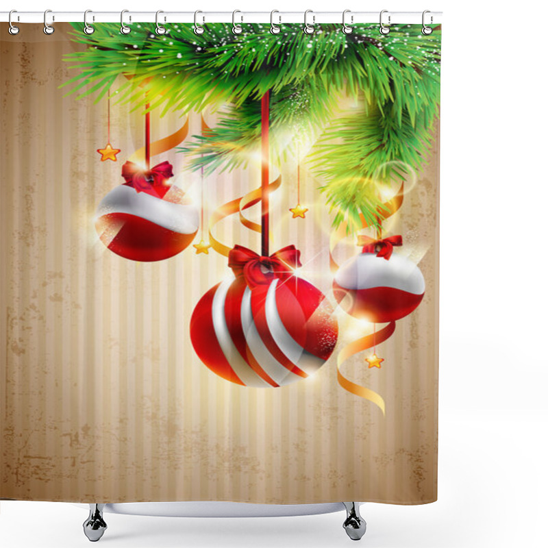 Personality  Christmas Red Balls. Shower Curtains