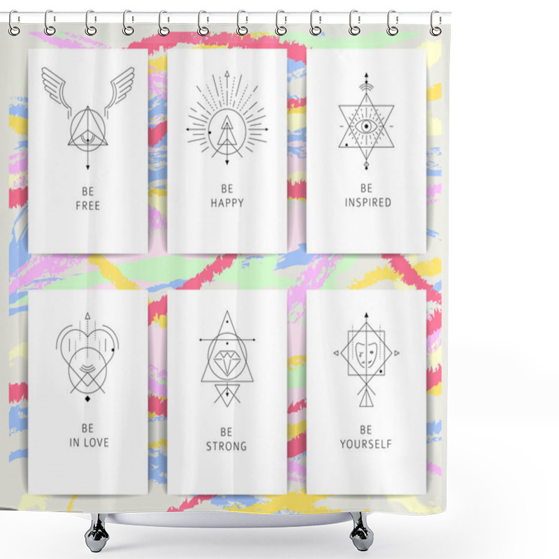 Personality  Geometric Alchemy Symbols Shower Curtains