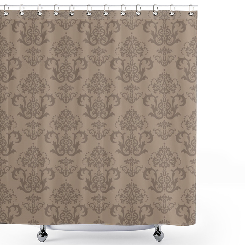 Personality  Seamless Brown Floral Wallpaper Shower Curtains