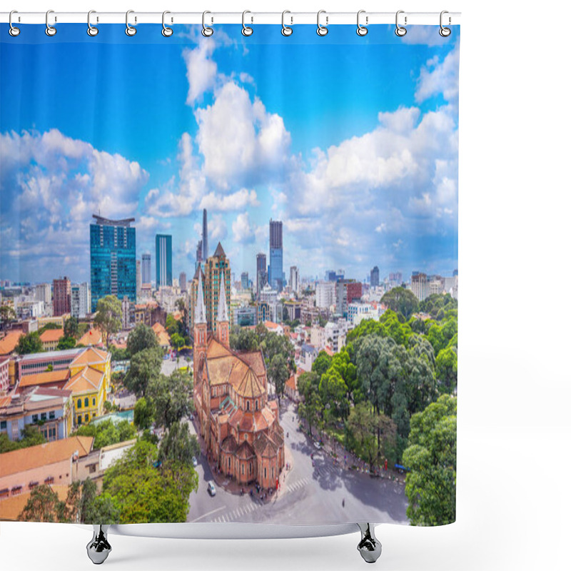 Personality  Aerial View Of Notre-Dame Cathedral Basilica Of Saigon Shower Curtains