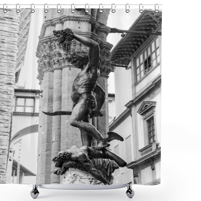 Personality  Florence, Italy - April 6, 2022: Sculptures At The Loggia Dei Lanzi, A Building On A Corner Of The Piazza Della Signoria In Florence, Italy, Adjoining The Uffizi Gallery. Shower Curtains