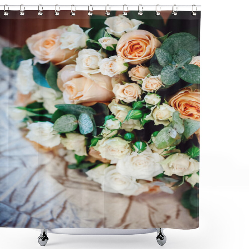 Personality  Luxurious Bouquet With White And Cream Roses  Shower Curtains