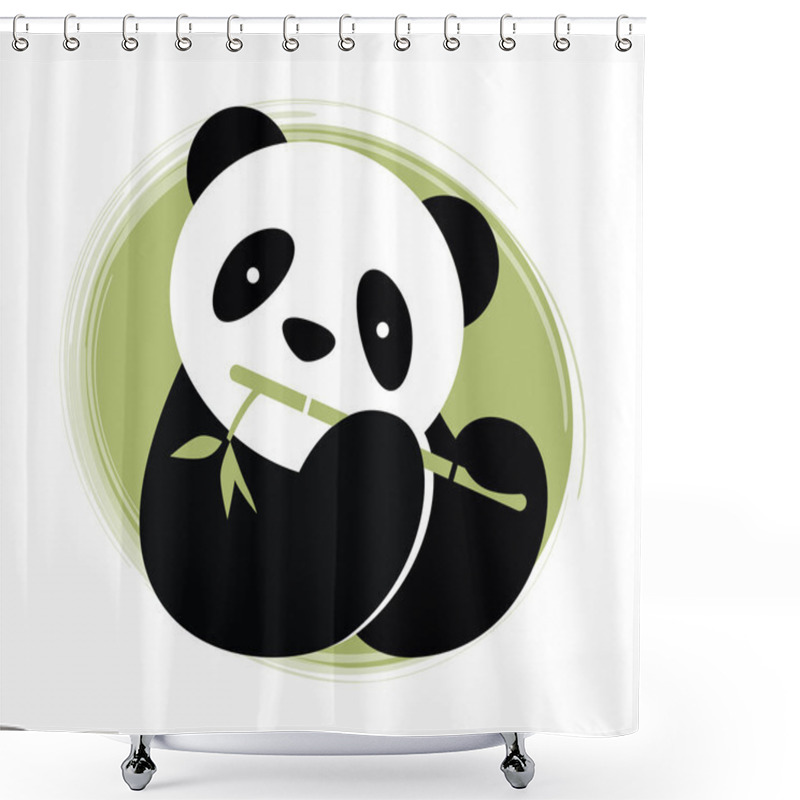 Personality  Panda Bear With Bamboo. Vector Illustration. Shower Curtains