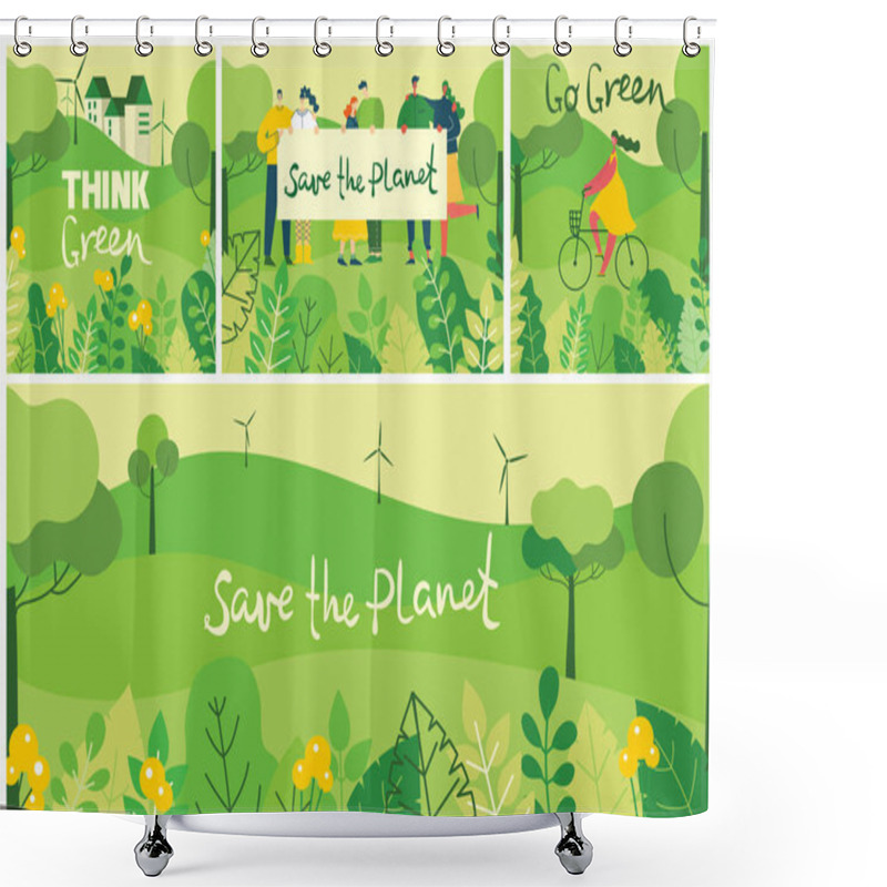 Personality  Vector Illustration Of Save The Planet Concept Shower Curtains