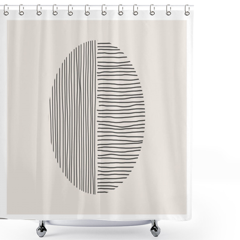 Personality  Trendy Abstract Creative Minimalist Artistic Hand Drawn Composition Shower Curtains