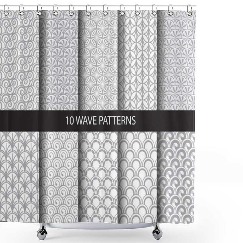 Personality  10 Different Classic Wave Vector Patterns Shower Curtains