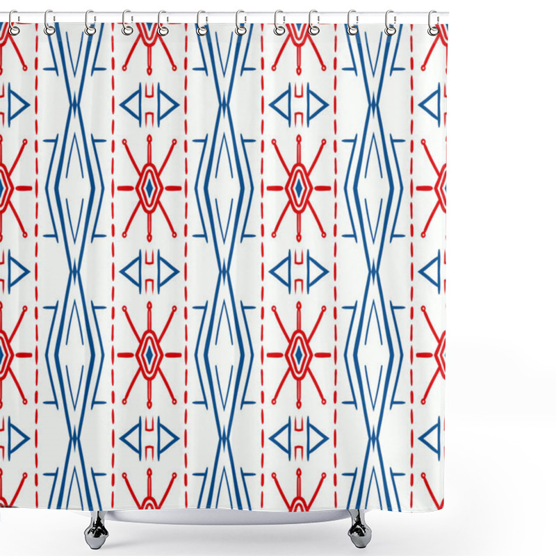 Personality  Geometric Pattern With Scandinavian Ethnic Motifs Shower Curtains