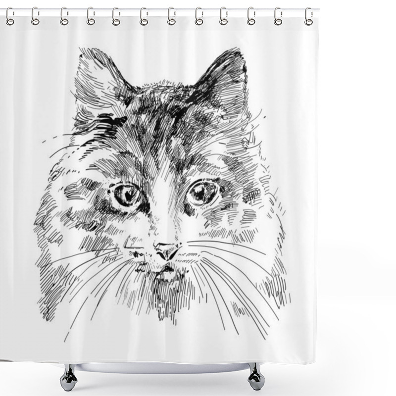 Personality  Cat Sketch Shower Curtains