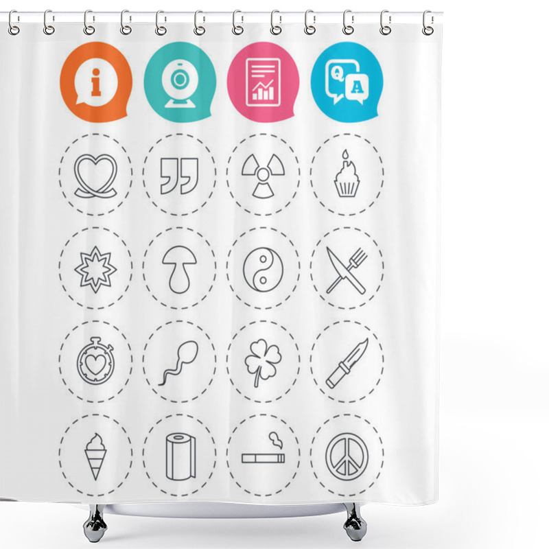 Personality  Universal Icons. Quotes, Ribbon Heart And Cake. Shower Curtains