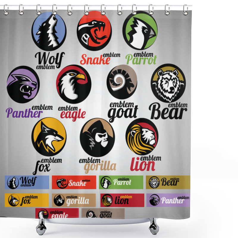 Personality  Wild Life Emblem Set Shower Curtains