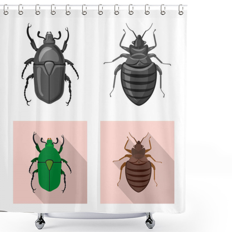 Personality  Vector Design Of Insect And Fly Sign. Set Of Insect And Element Vector Icon For Stock. Shower Curtains