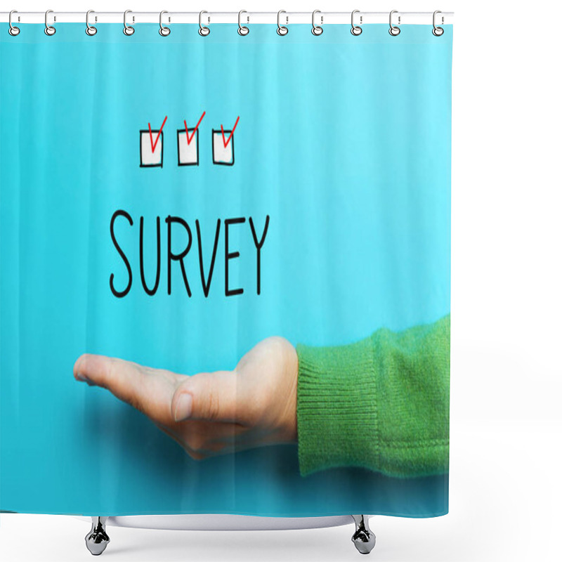 Personality  Survey Concept With Hand  Shower Curtains