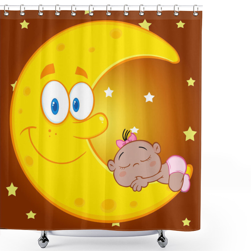 Personality  African Baby Girl Sleeps On  Moon Shower Curtains