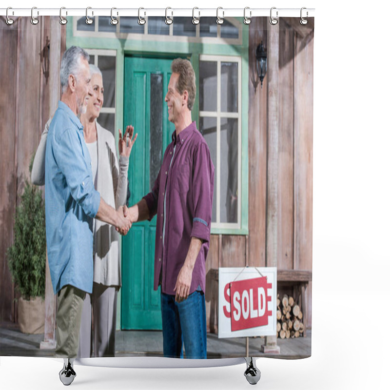 Personality  Man Shaking Hands With Saleman Shower Curtains