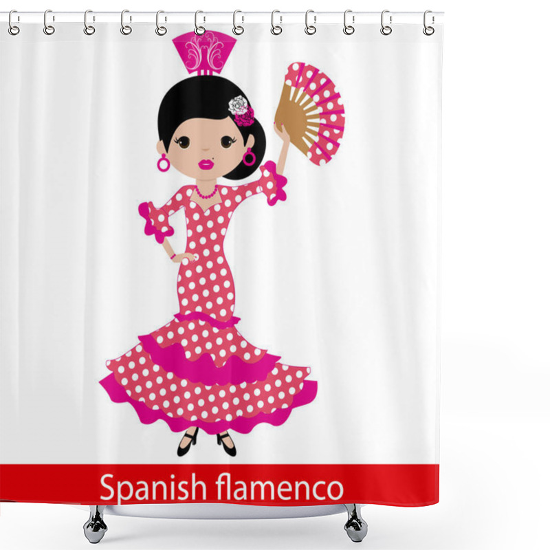 Personality  Girl In Pink Flamenco Dress Shower Curtains