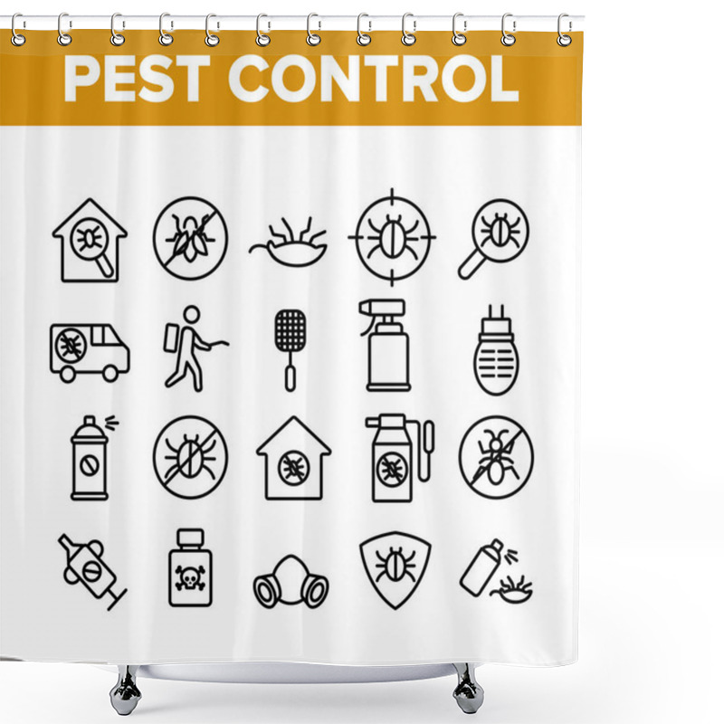 Personality  Pest Control Service Collection Icons Set Vector Shower Curtains