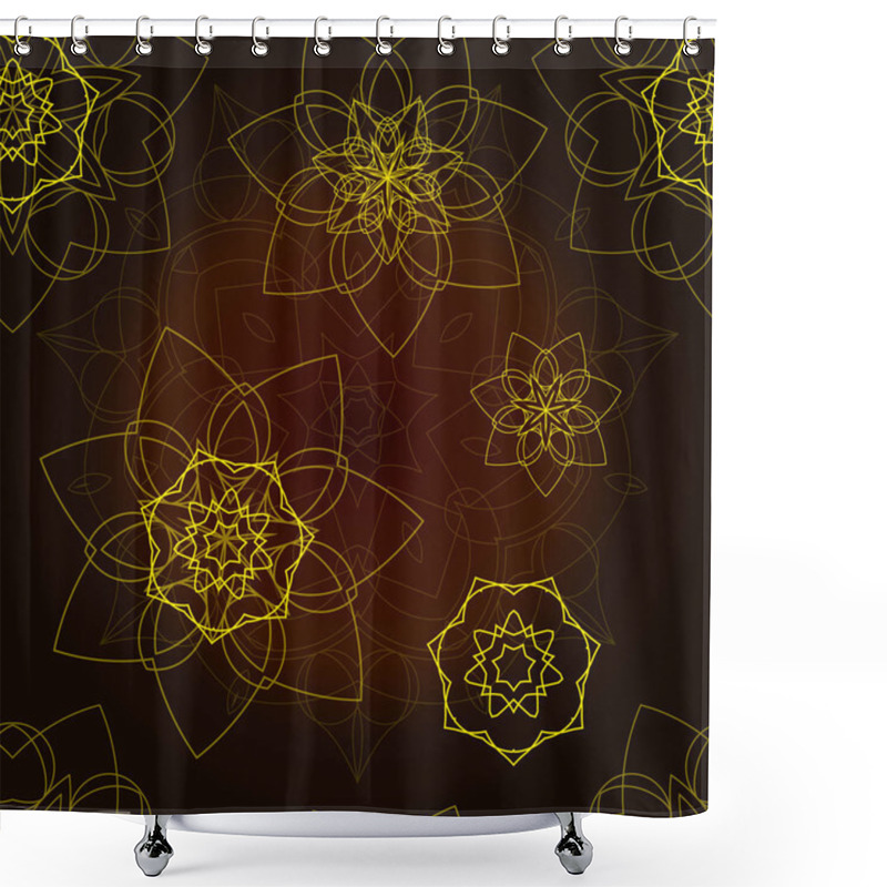 Personality  Brown Seamless Pattern With Floral Mandala Shower Curtains