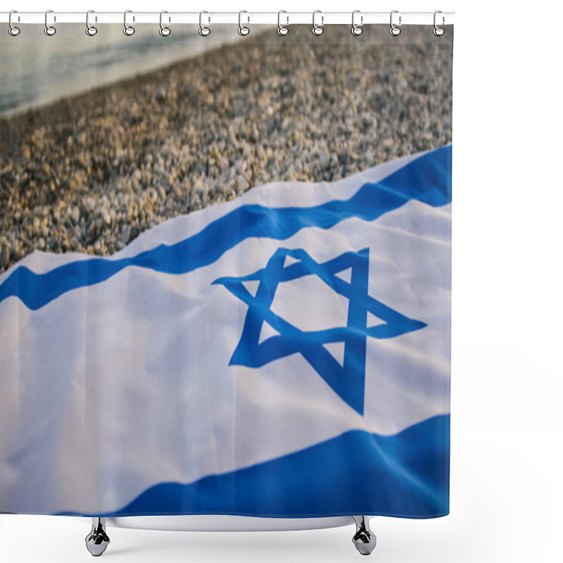 Personality  Flag Of Israel Outdoor On The Beach. Shower Curtains