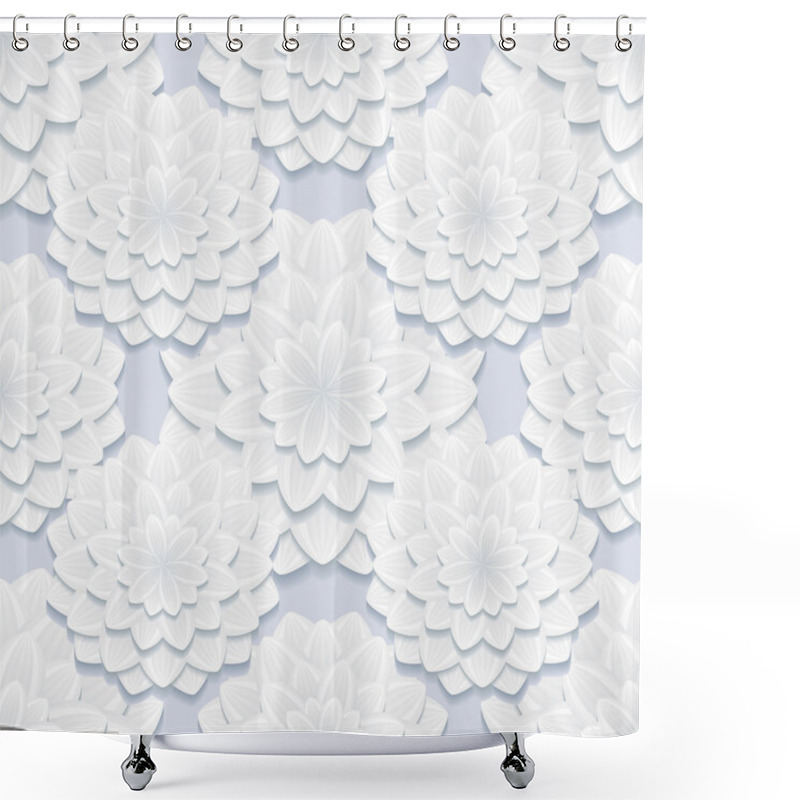 Personality  Beautiful Gray Seamless Pattern With Flowers Shower Curtains