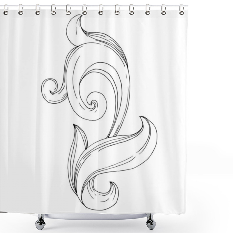 Personality  Vector Golden Monogram Floral Ornament. Isolated Ornament Illustration Element. Black And White Engraved Ink Art. Shower Curtains