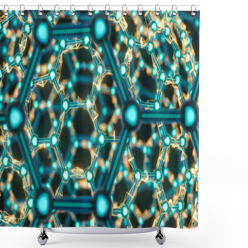 Personality  Cells And Biological Chain,molecules And Abstract Conception,3d Rendering. Shower Curtains