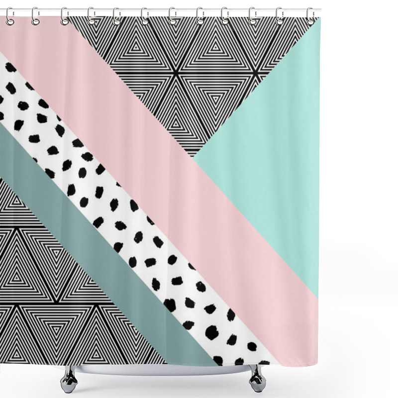 Personality  Abstract Hand Drawn Geometric Pattern Shower Curtains