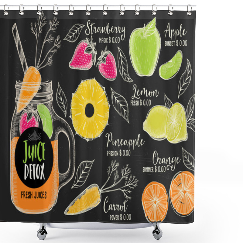 Personality  Juice Menu Drink Restaurant Brochure Shower Curtains