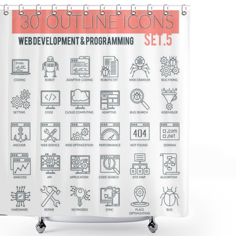 Personality  WEB Development Outline Icons Shower Curtains