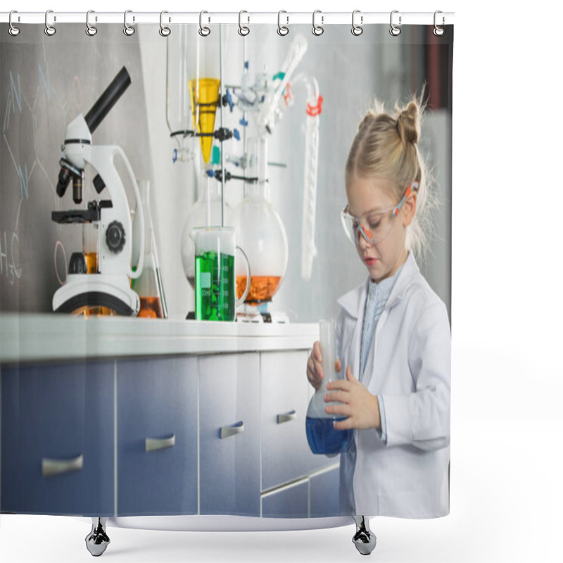 Personality  Girl Holding Flask With Reagent Shower Curtains