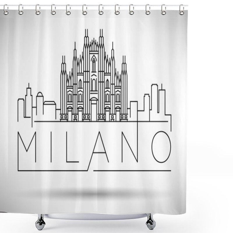 Personality  Milano City Skyline With Typographic Design Shower Curtains