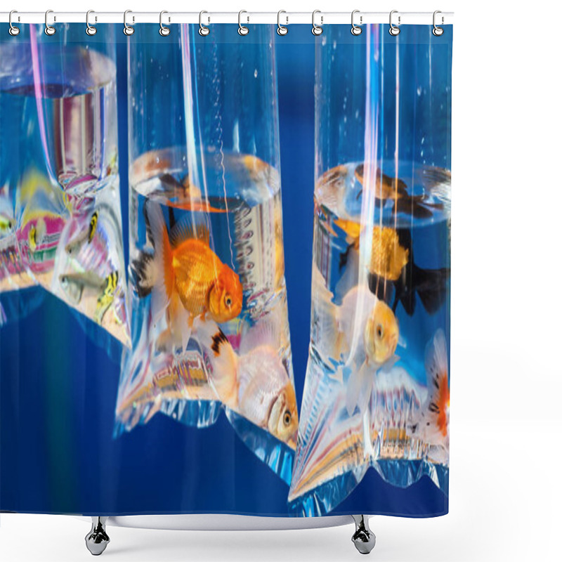 Personality  Goldfish In The Bag, Hang Up For Sale. Shower Curtains