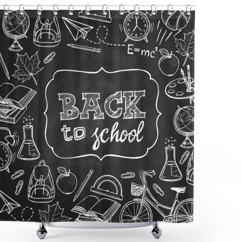 Personality  School Supplies And Back To School Inscription Shower Curtains