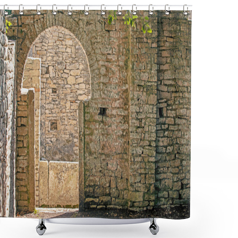 Personality  Ancient Entrance To A Ruined Church Of Early Christian Construction Shower Curtains