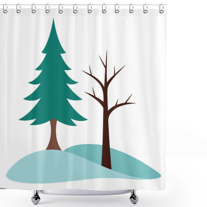 Personality  Winter Landscape - Snow-covered Trees, Frosty Forest, Winter Nature Scene, Snowy Outdoors, Winter Wonderland Illustration Shower Curtains