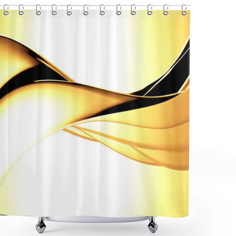 Personality  Golden Abstract Wavy Liquid Background. 3d Render Illustration Shower Curtains