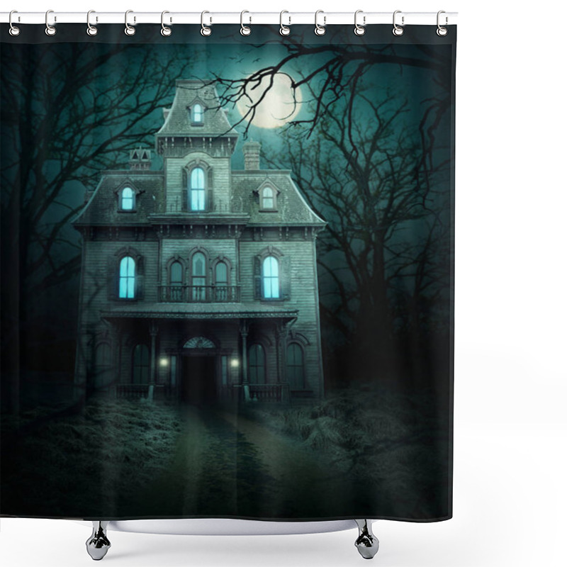 Personality  Haunted House In Forest Shower Curtains