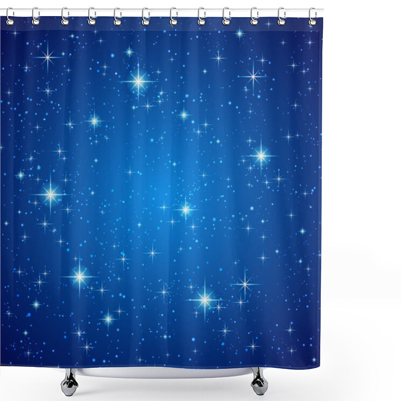 Personality  Blue Night Sky With Stars. Vector Shower Curtains