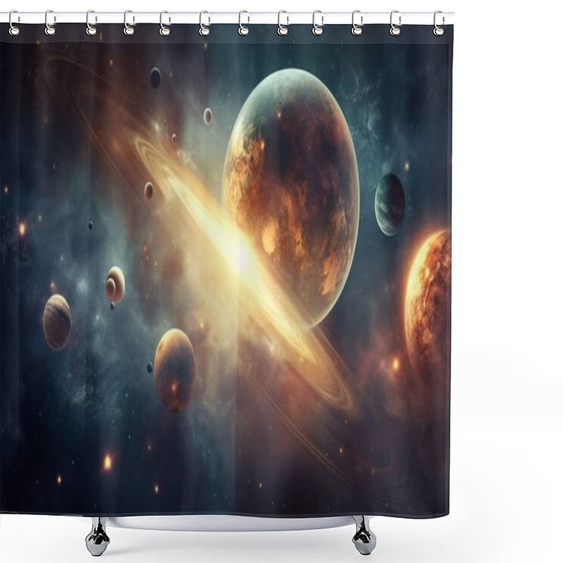 Personality  Planets With Stars, Space Galaxy Background, Background With Space And Planets, Planets In The Space With Stars Shower Curtains