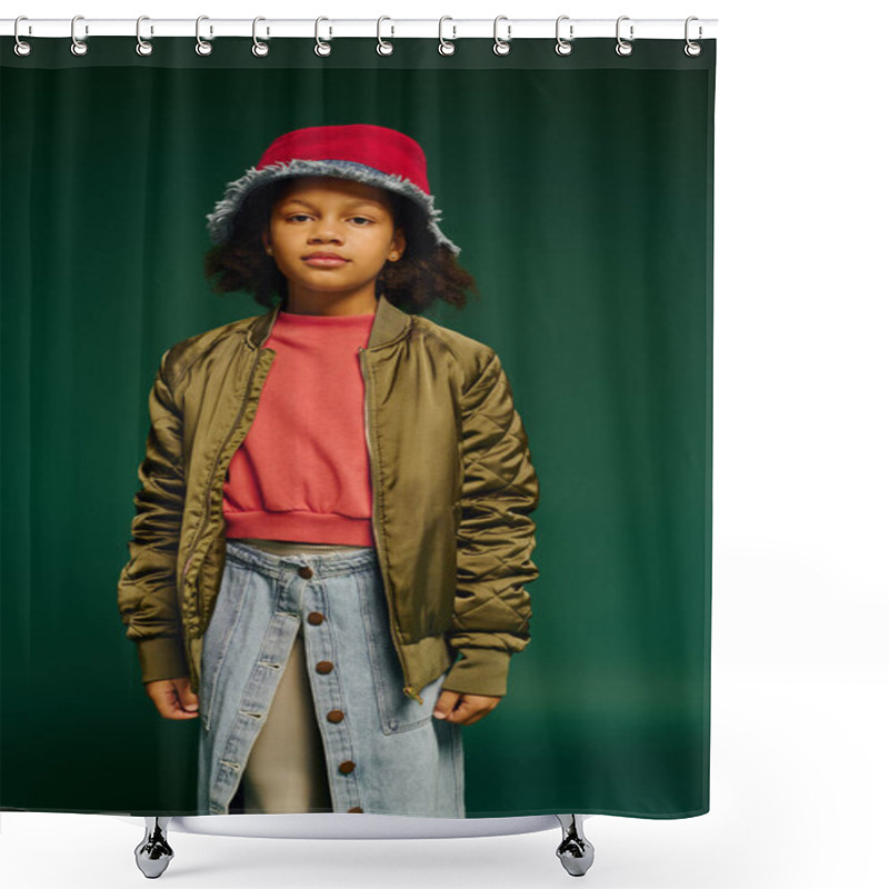 Personality  A Little One Showcases Unique Winter Style With Flair And Confidence In A Festive Setting. Shower Curtains