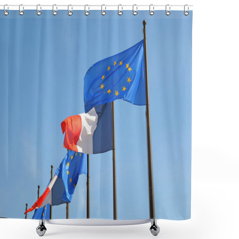 Personality  Flags Of The European Union And France Shower Curtains