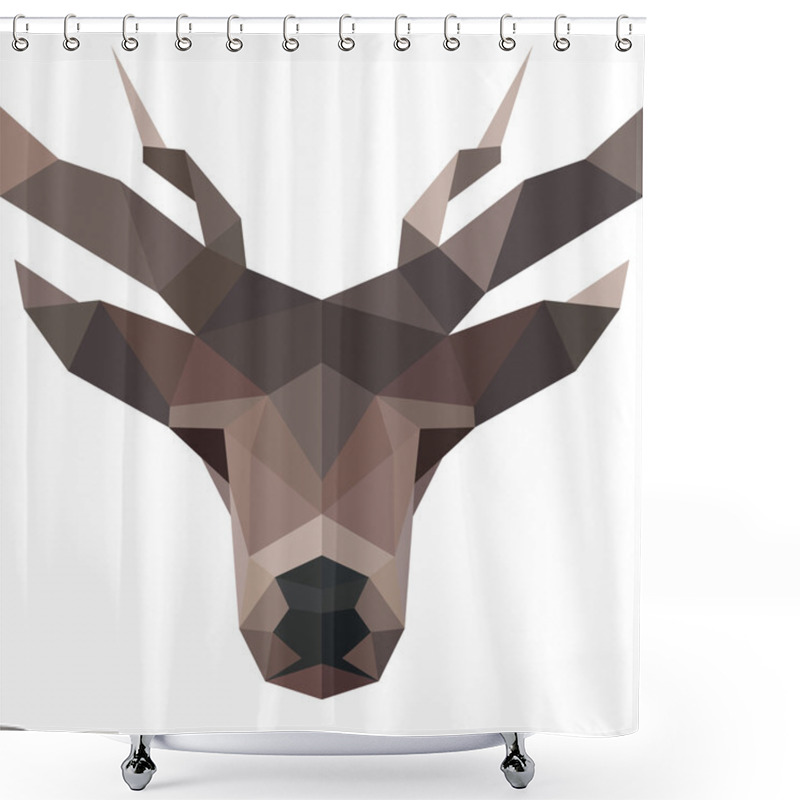 Personality  Deer Polygons Horned Animal Head Illustration Logo Low Poly Modern Style Sign Shower Curtains